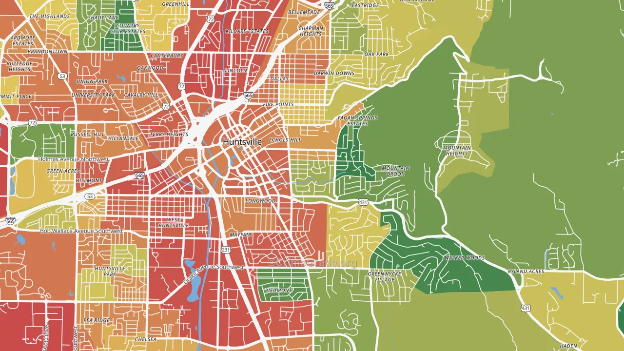 35801, AL Map of Theft Rates