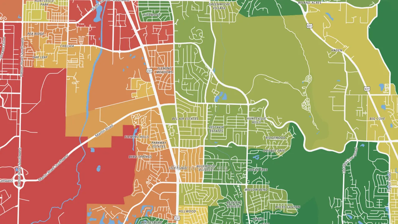 35802, AL Map of Theft Rates