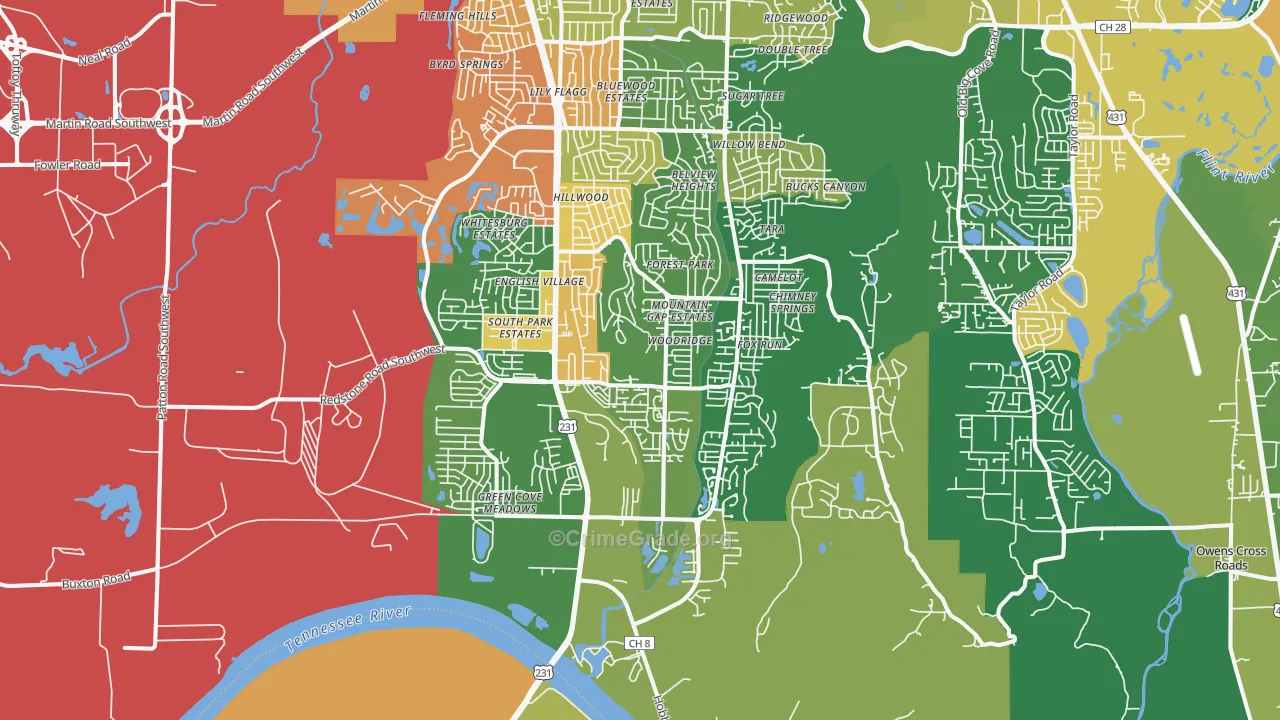 35803, AL Map of Theft Rates