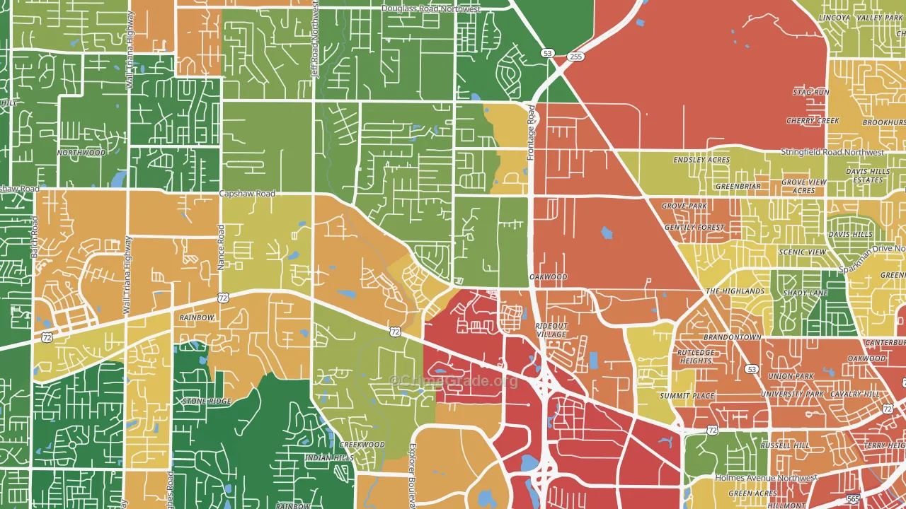 35806, AL Map of Theft Rates