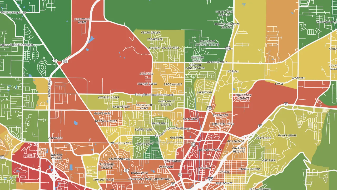 35810, AL Map of Theft Rates