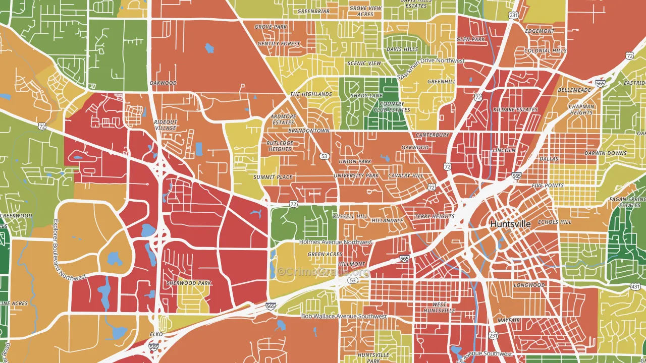 35816, AL Map of Theft Rates