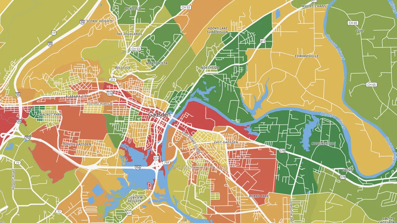 35901, AL Map of Theft Rates