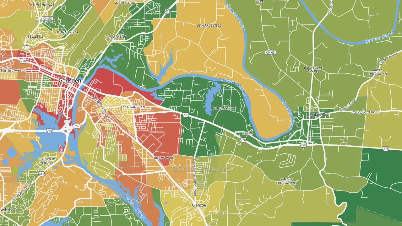 35903, AL Map of Theft Rates