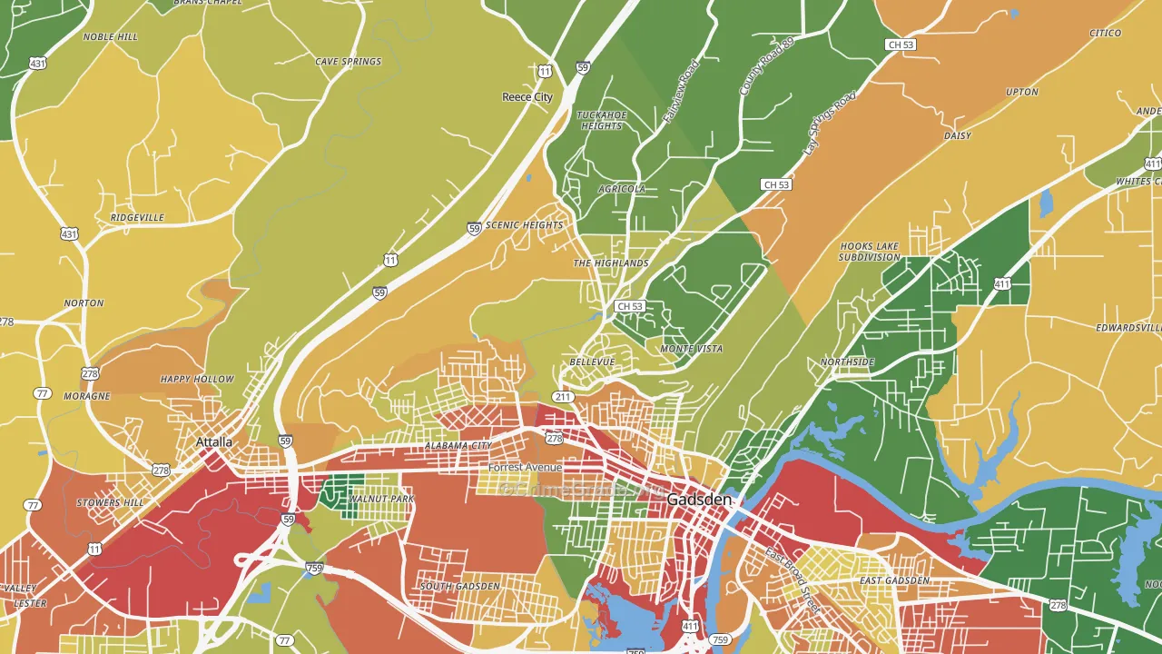 35904, AL Map of Theft Rates