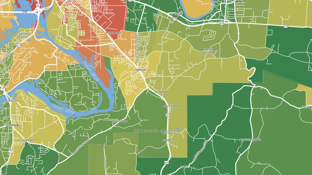 35905, AL Map of Theft Rates