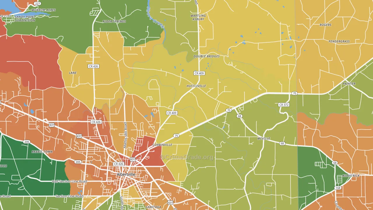 35951, AL Map of Theft Rates