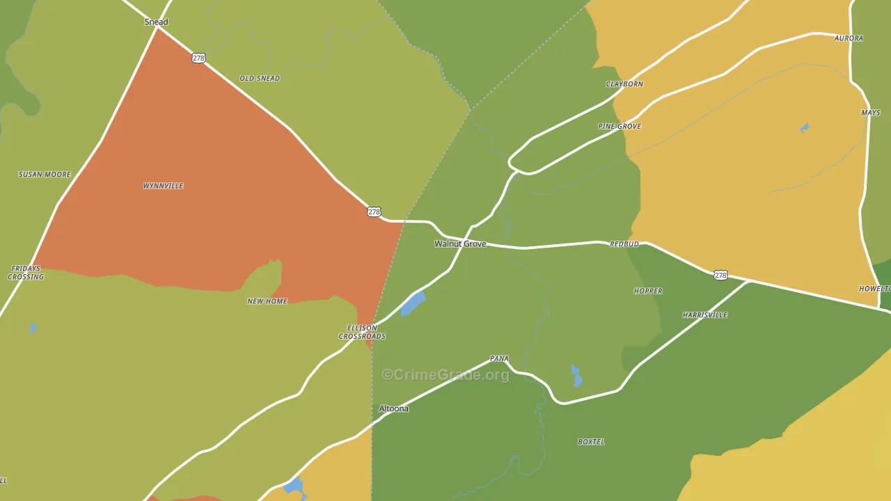 35952, AL Map of Theft Rates