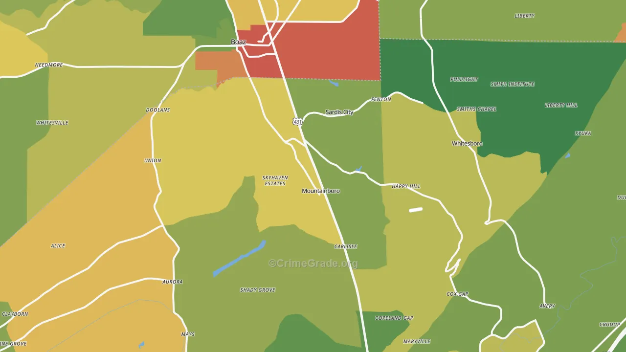 35956, AL Map of Theft Rates