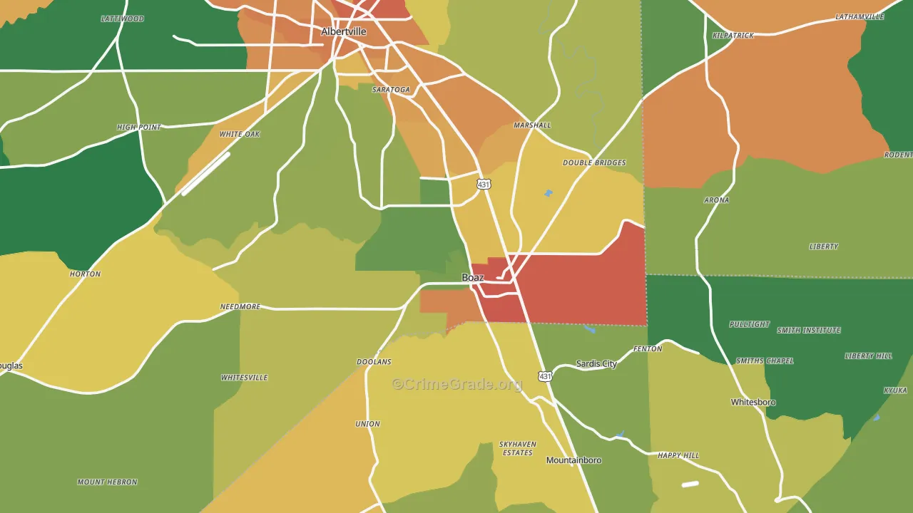 35957, AL Map of Theft Rates