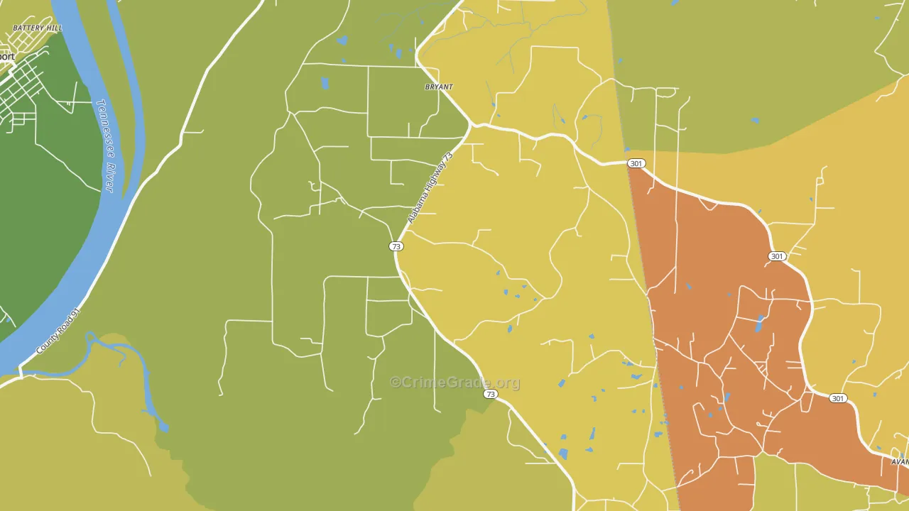 35958, AL Map of Theft Rates
