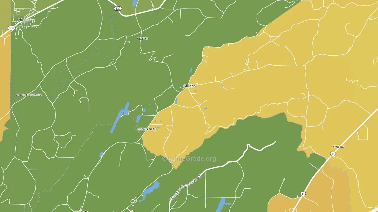 35972, AL Map of Theft Rates