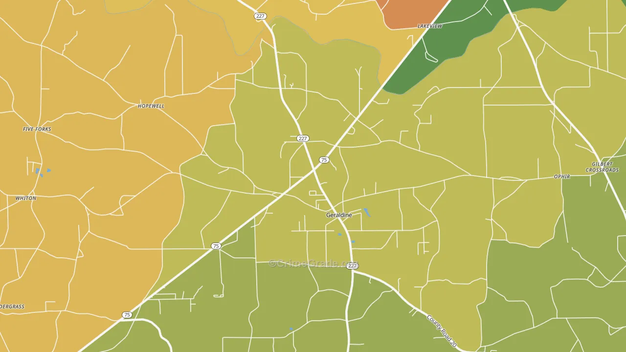 35974, AL Map of Theft Rates
