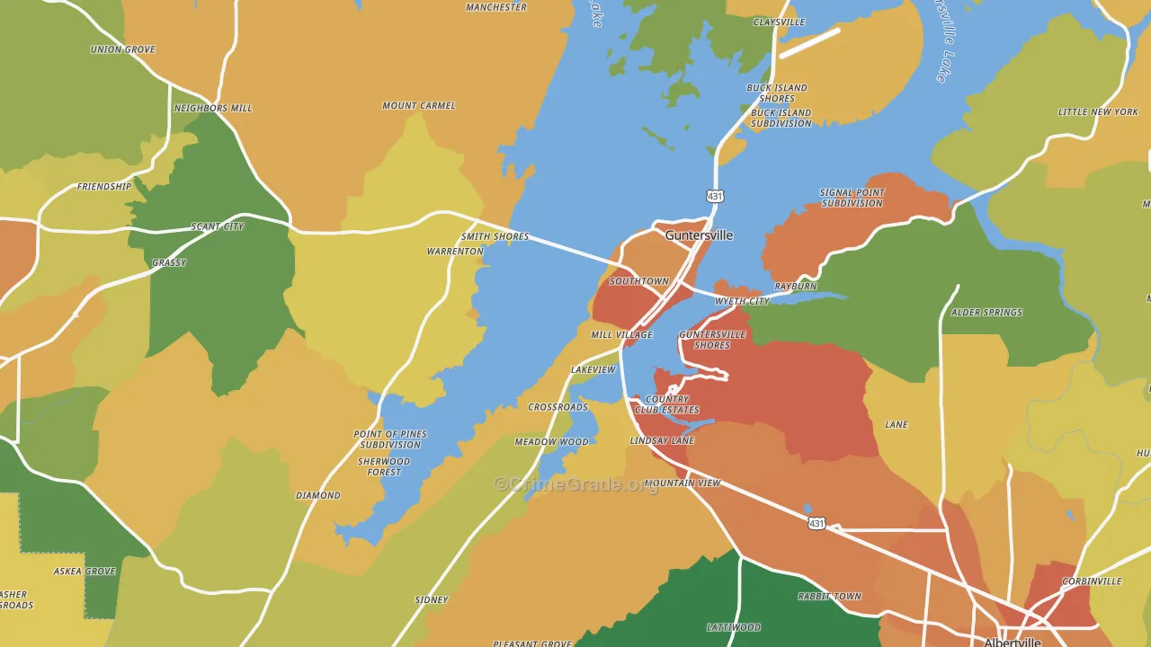 35976, AL Map of Theft Rates