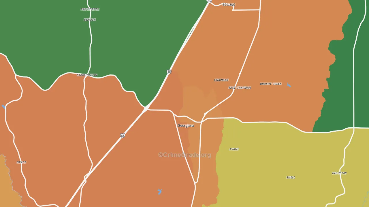 36033, AL Map of Theft Rates