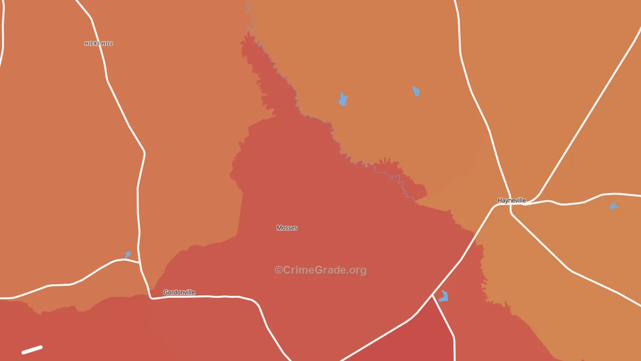 36040, AL Map of Theft Rates