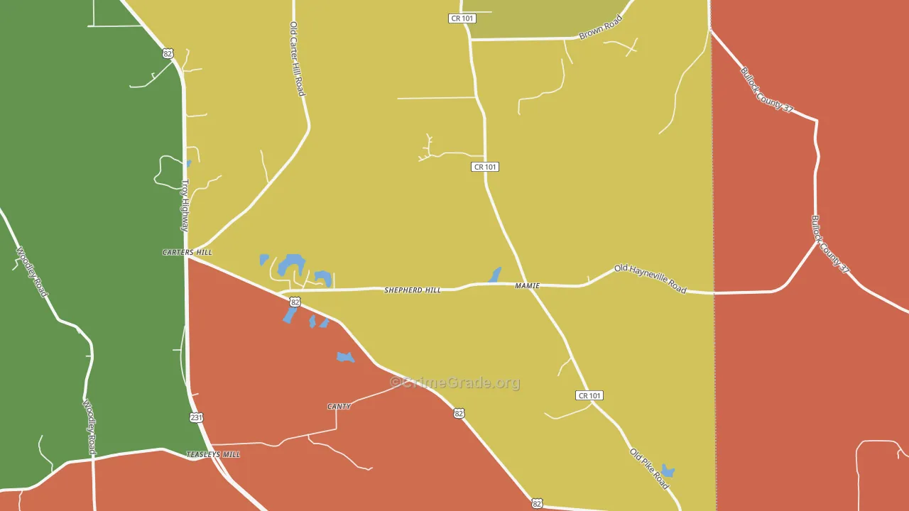 36052, AL Map of Theft Rates