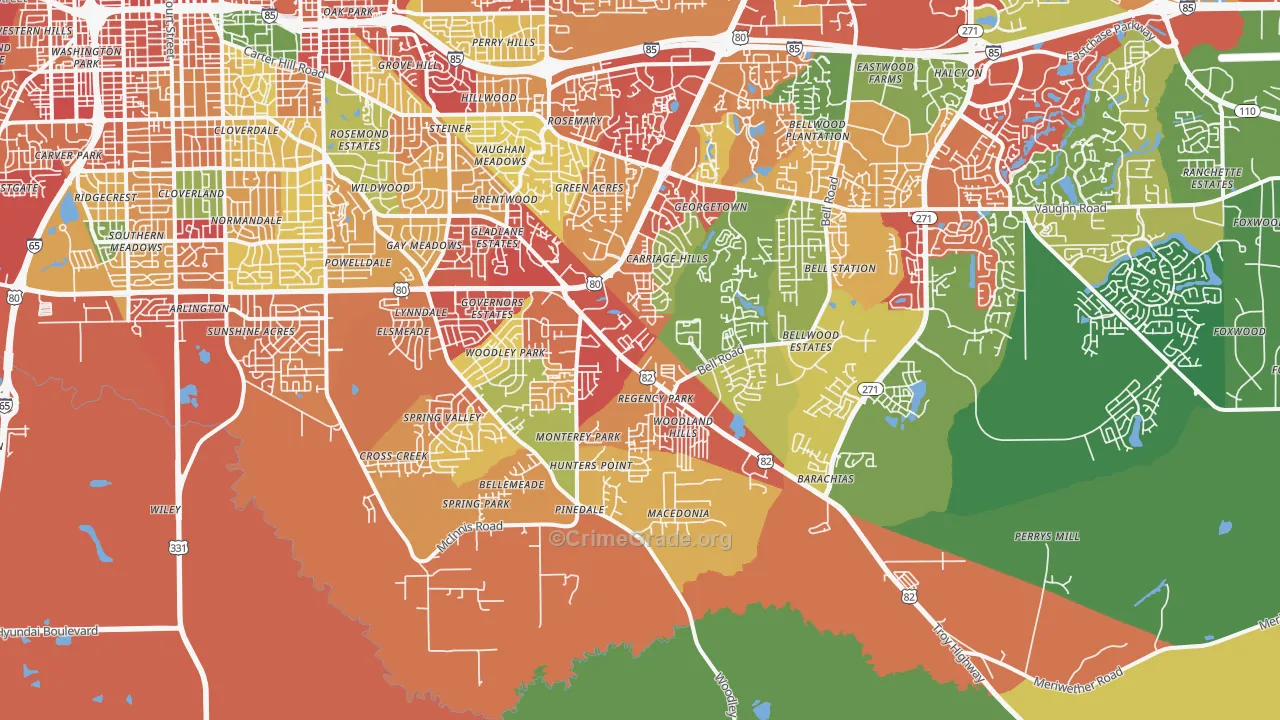 36116, AL Map of Theft Rates