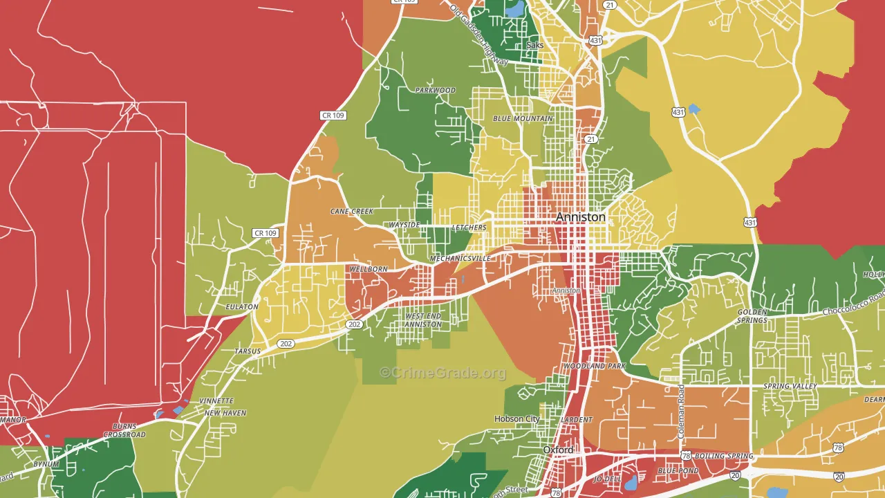 36201, AL Map of Theft Rates