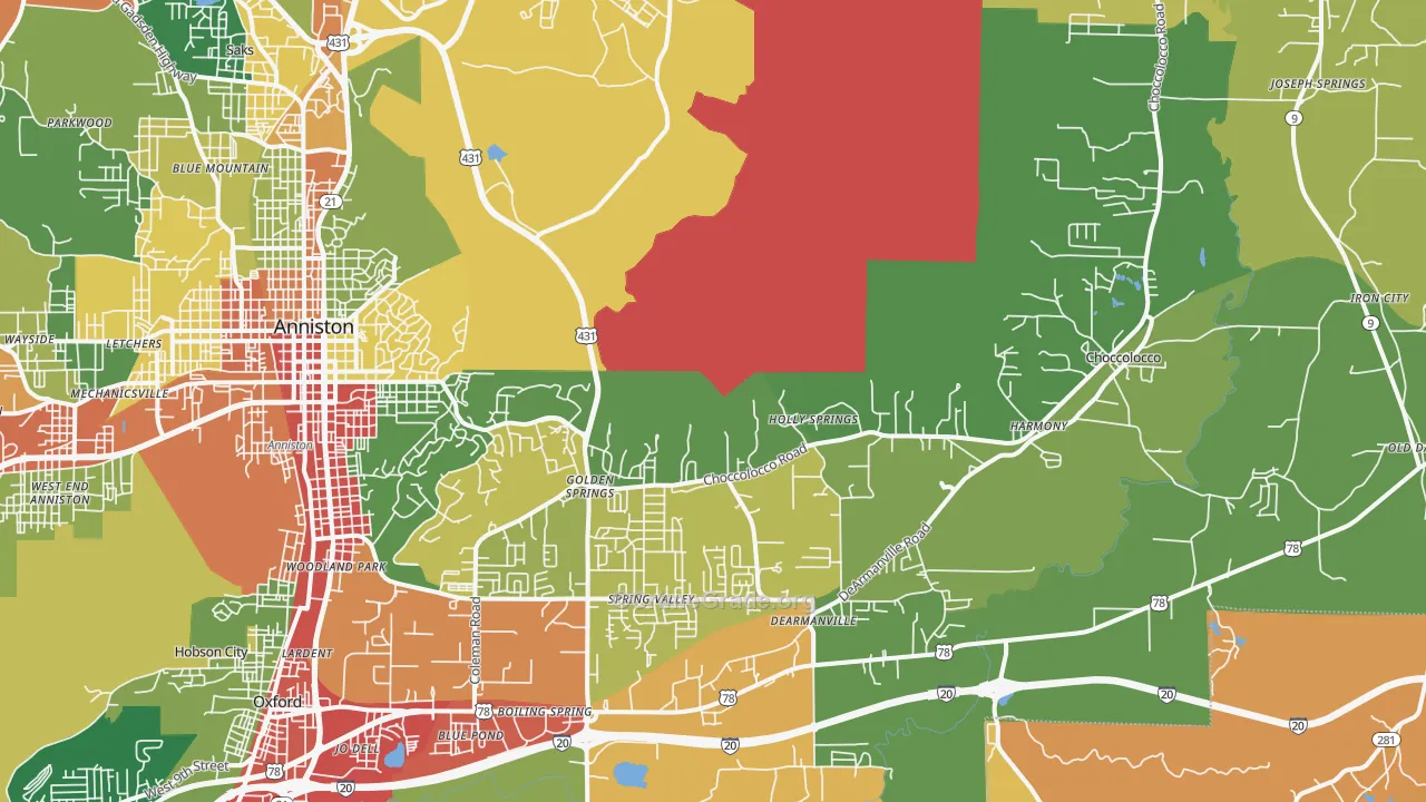 36207, AL Map of Theft Rates