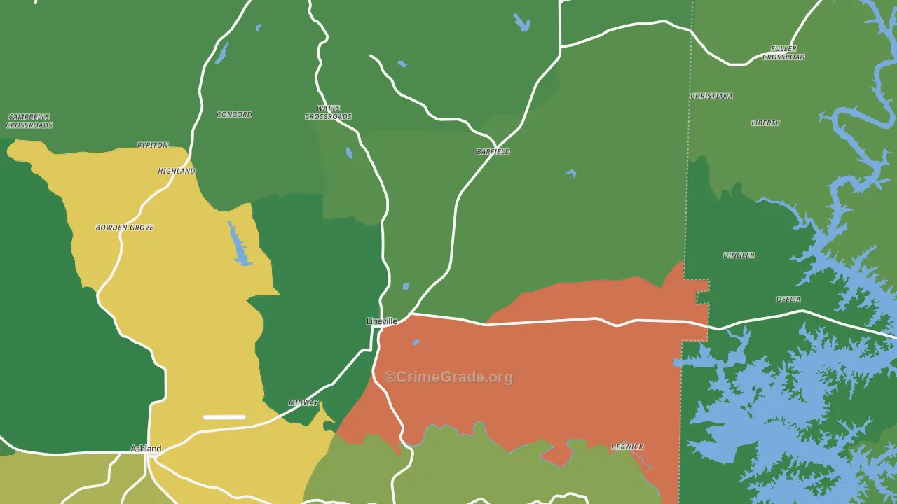 36266, AL Map of Theft Rates