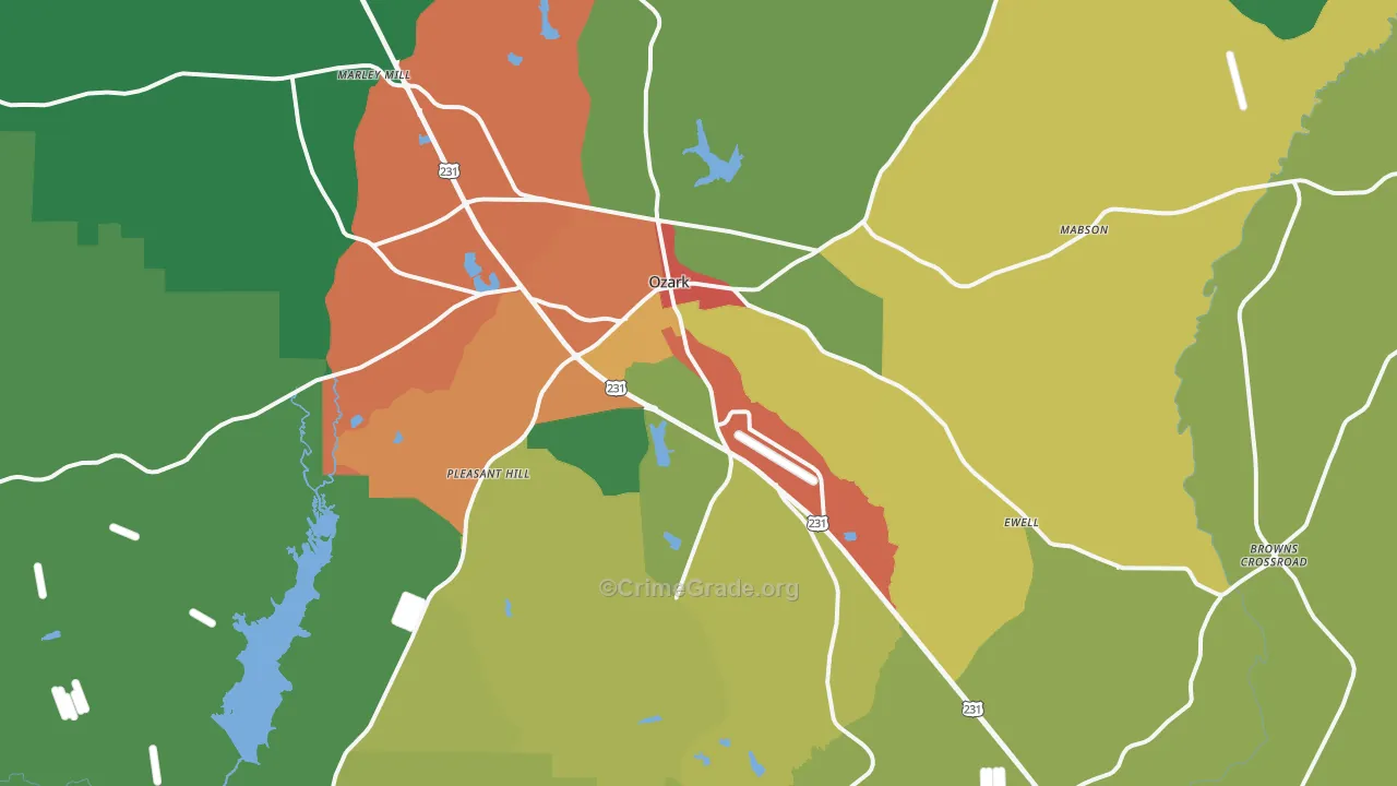 36360, AL Map of Theft Rates