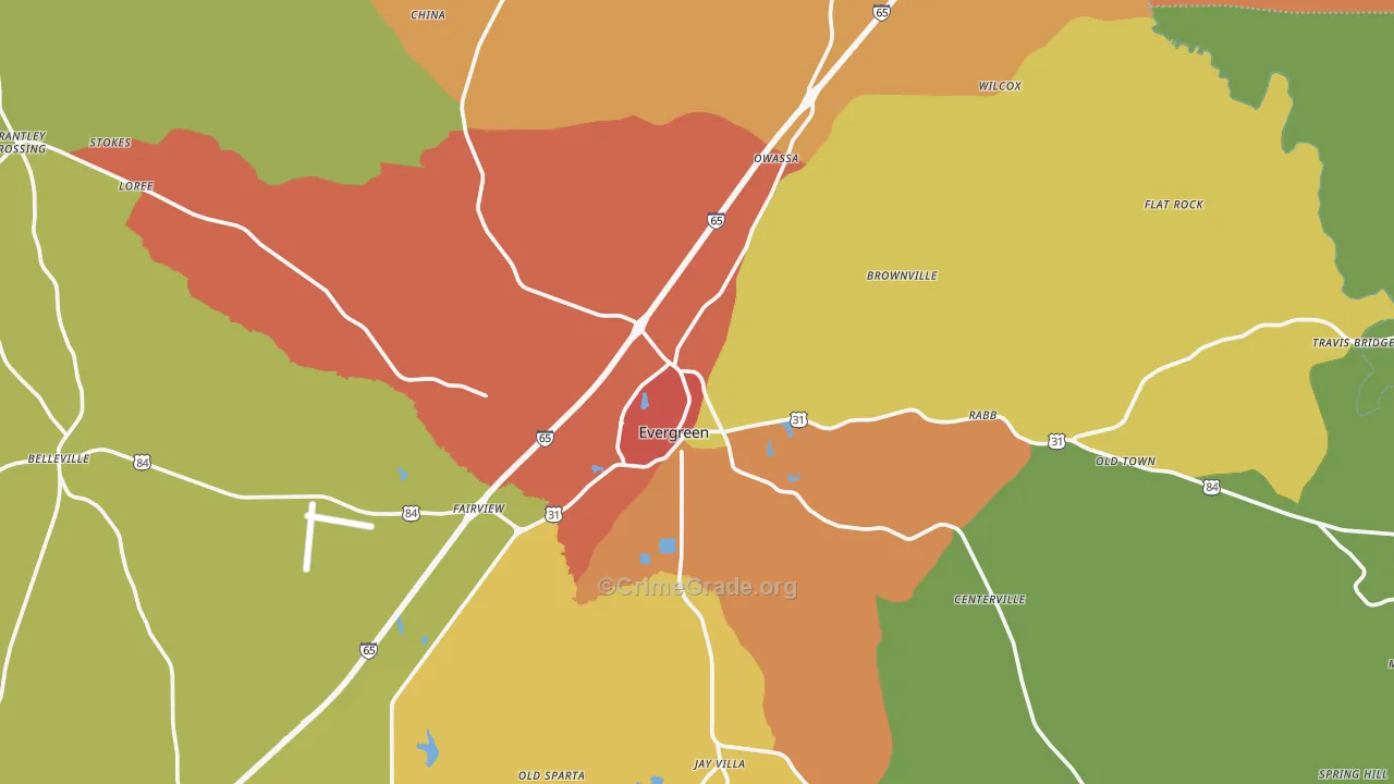 36401, AL Map of Theft Rates