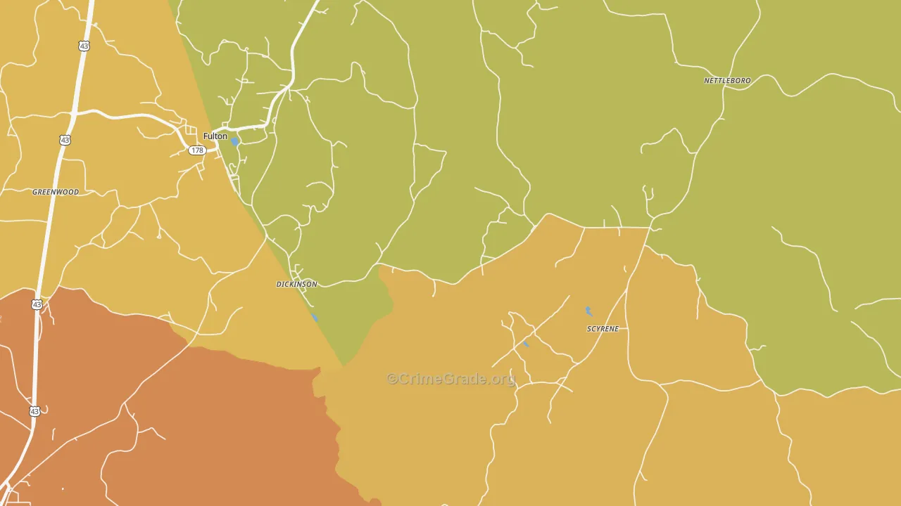 36436, AL Map of Theft Rates