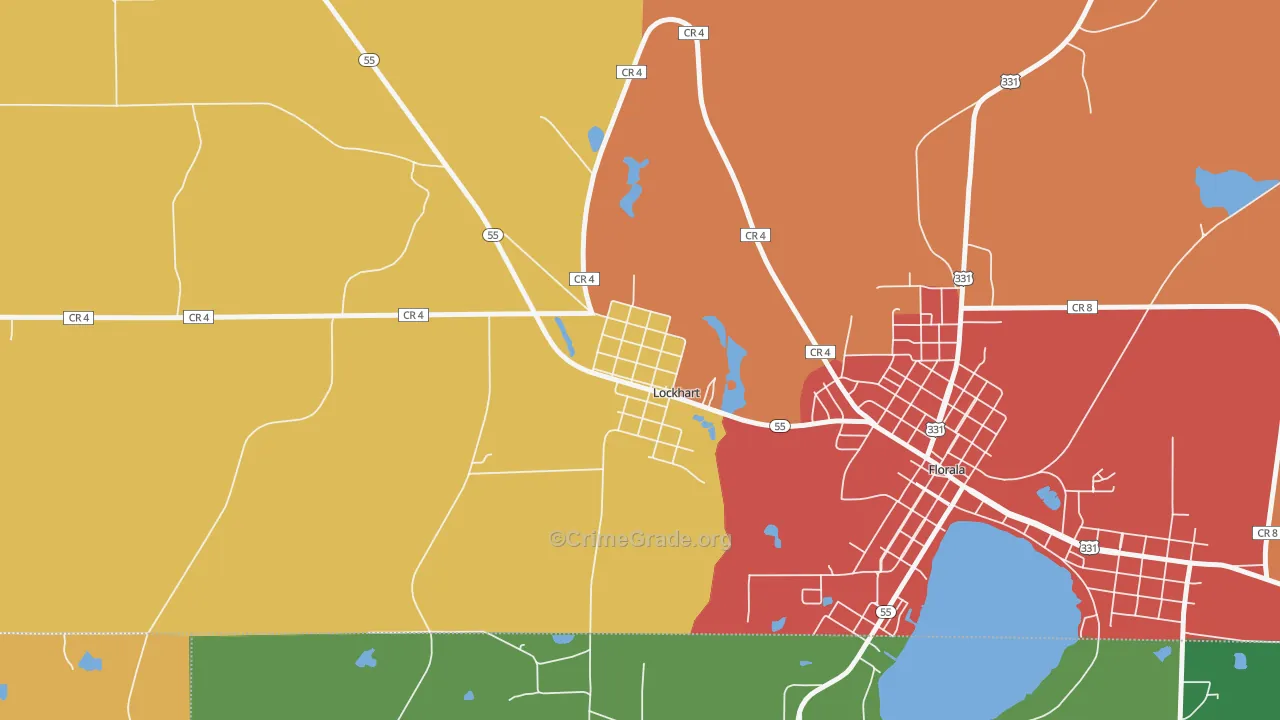 36455, AL Map of Theft Rates