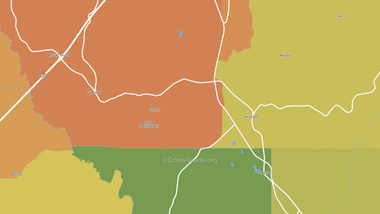 36456, AL Map of Theft Rates
