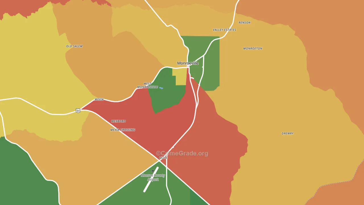 36460, AL Map of Theft Rates