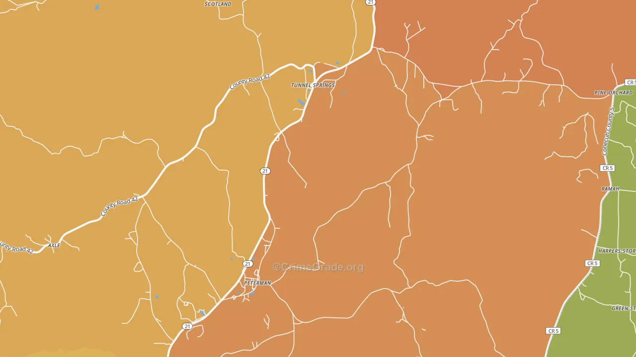 36471, AL Map of Theft Rates