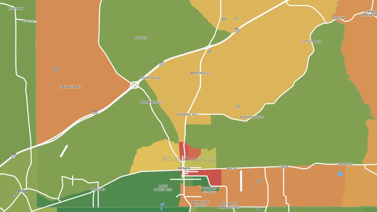 36502, AL Map of Theft Rates