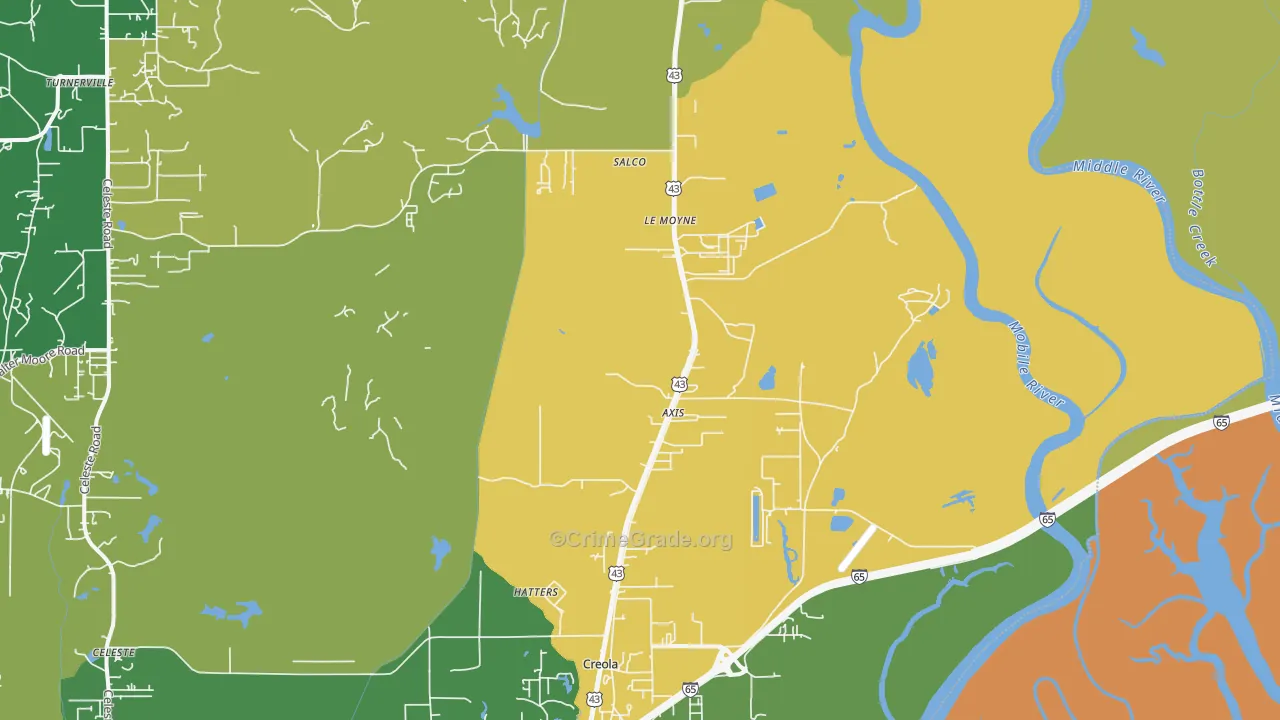 36505, AL Map of Theft Rates