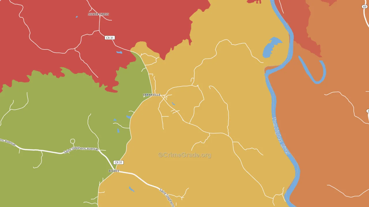 36538, AL Map of Theft Rates