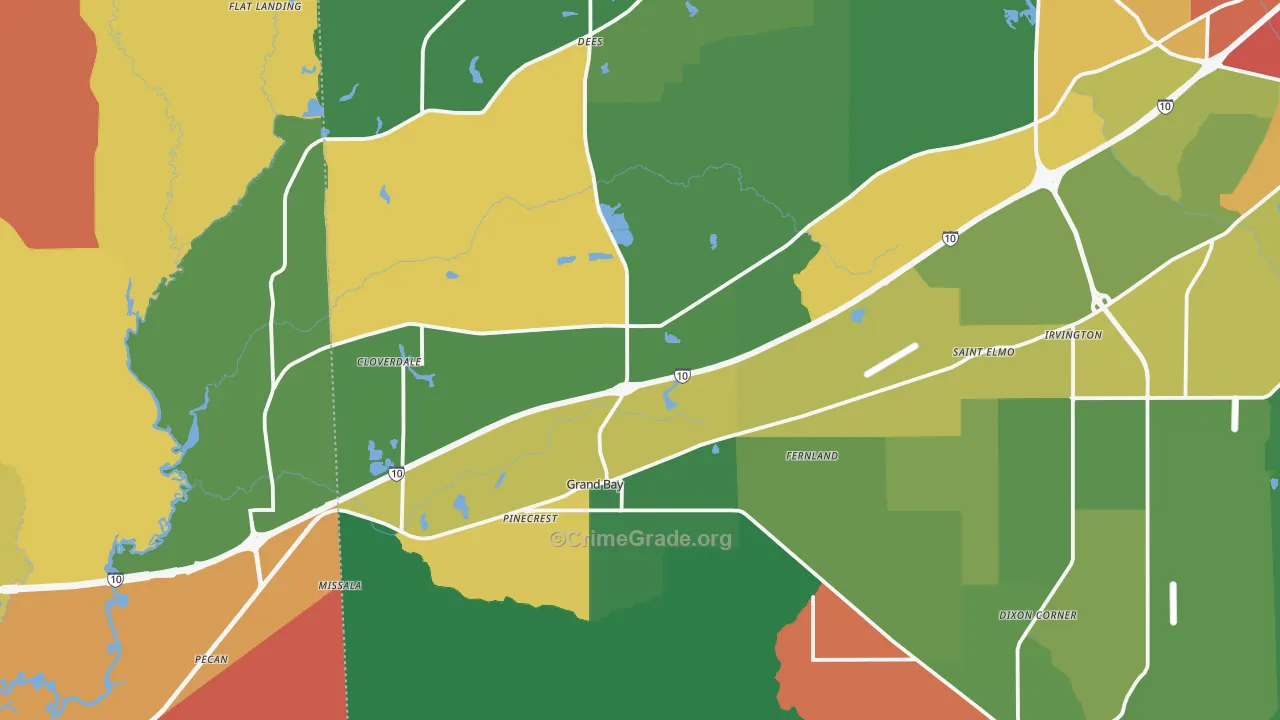36541, AL Map of Theft Rates