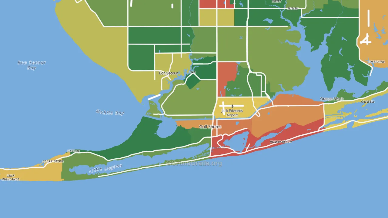 36542, AL Map of Theft Rates