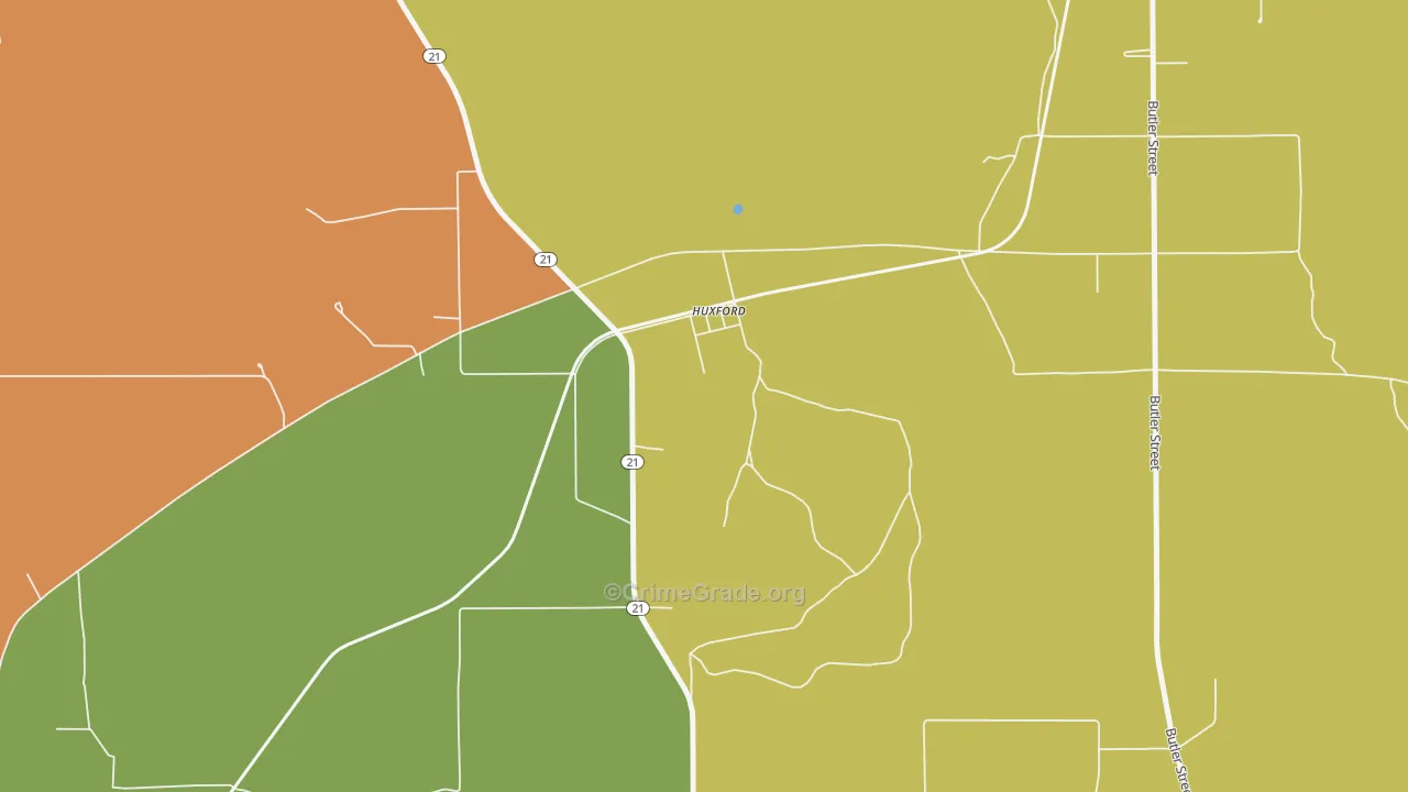 36543, AL Map of Theft Rates