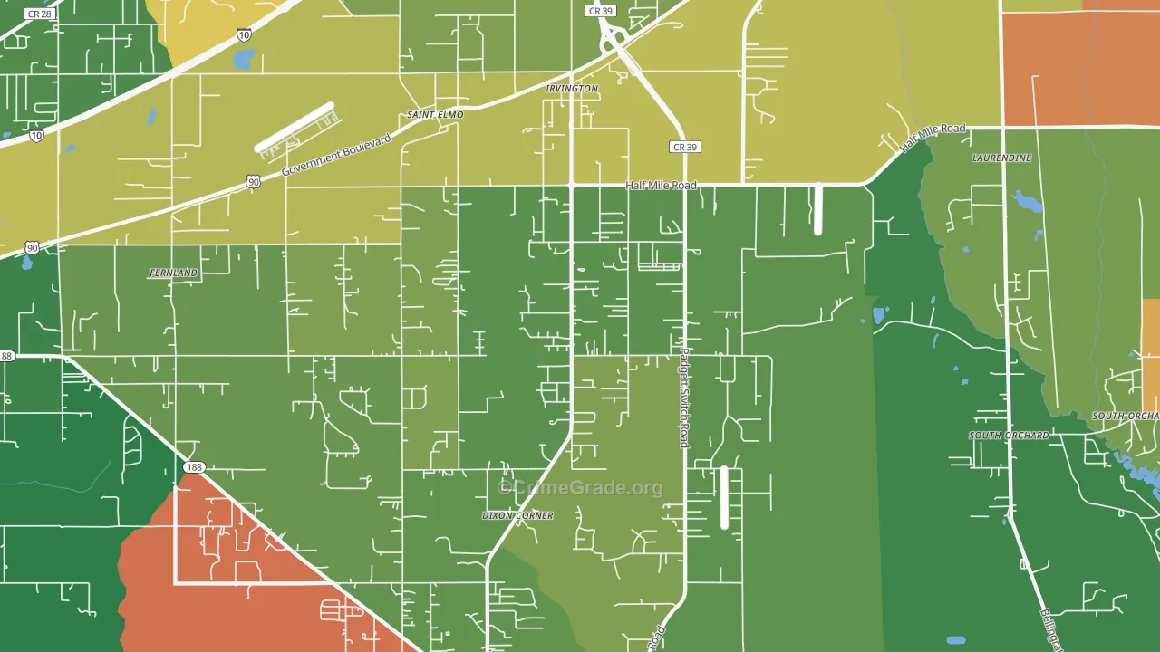 36544, AL Map of Theft Rates