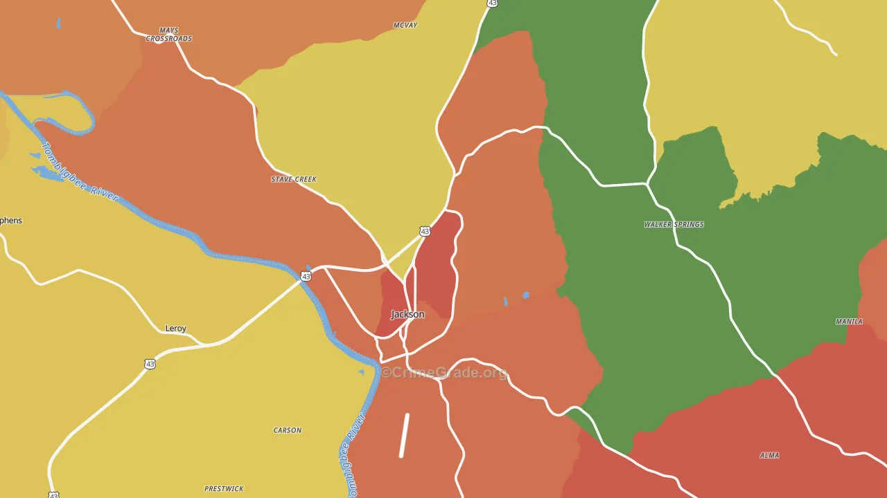 36545, AL Map of Theft Rates
