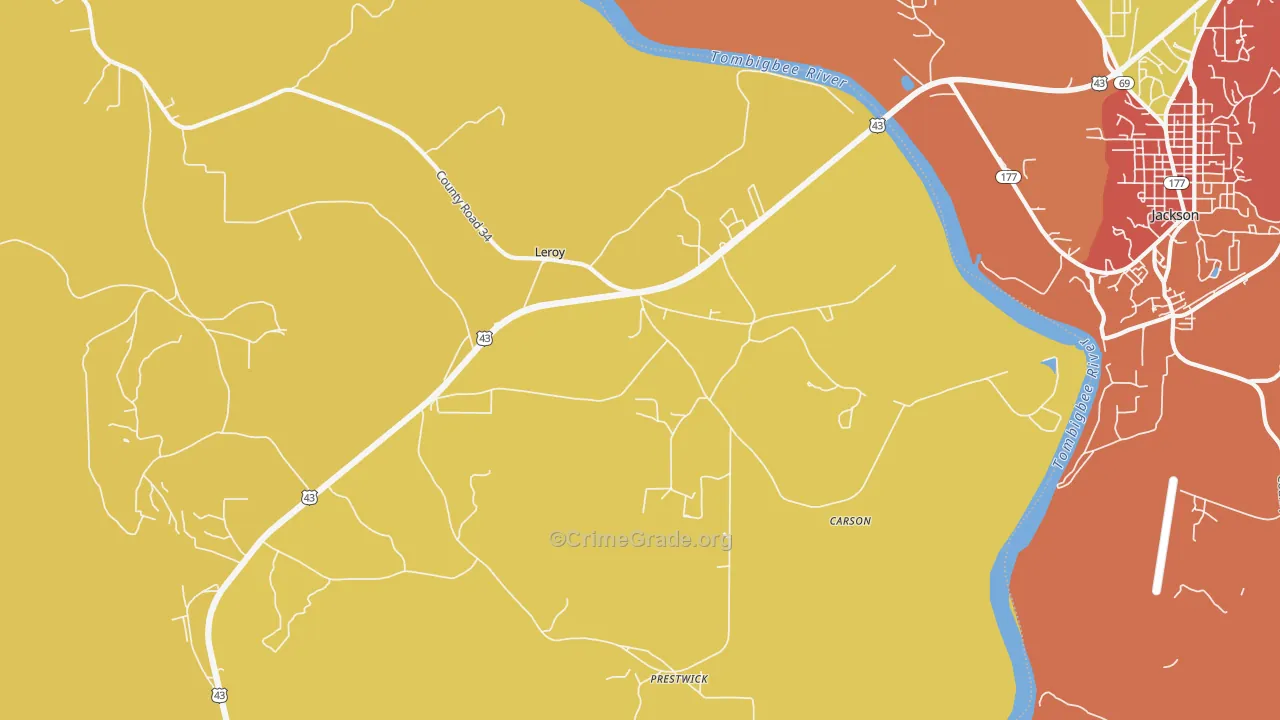 36548, AL Map of Theft Rates