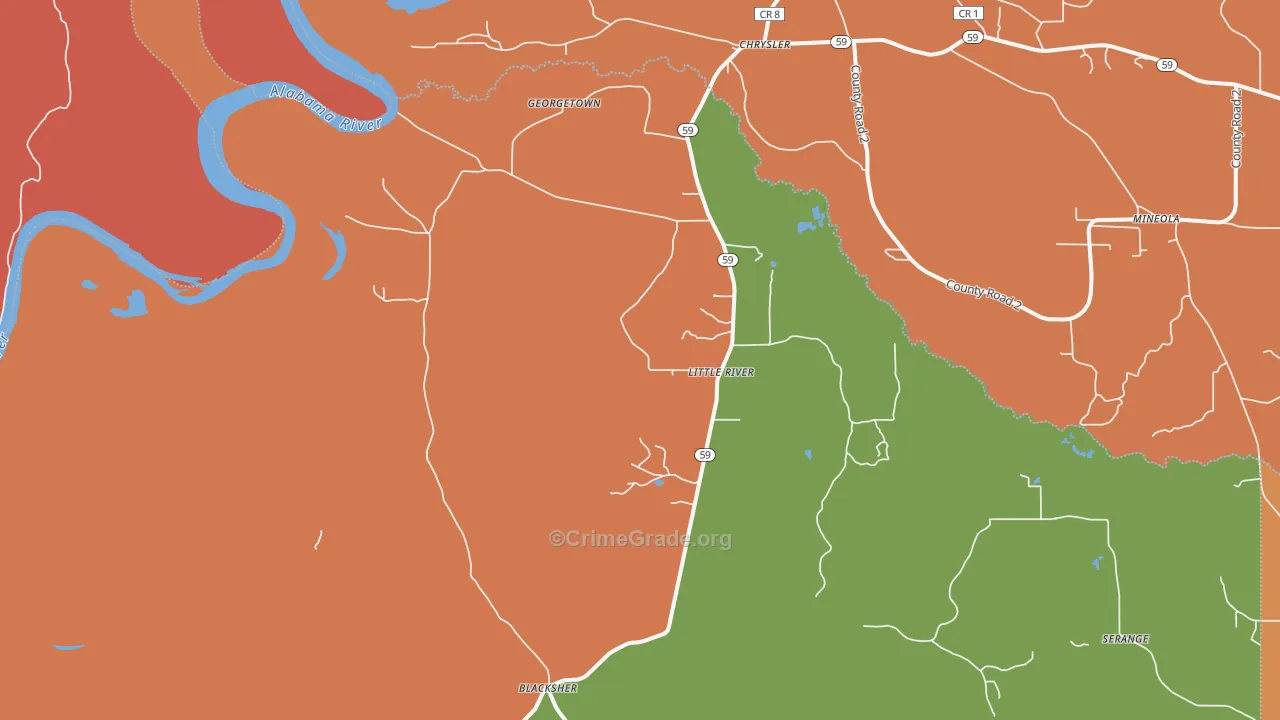 36550, AL Map of Theft Rates