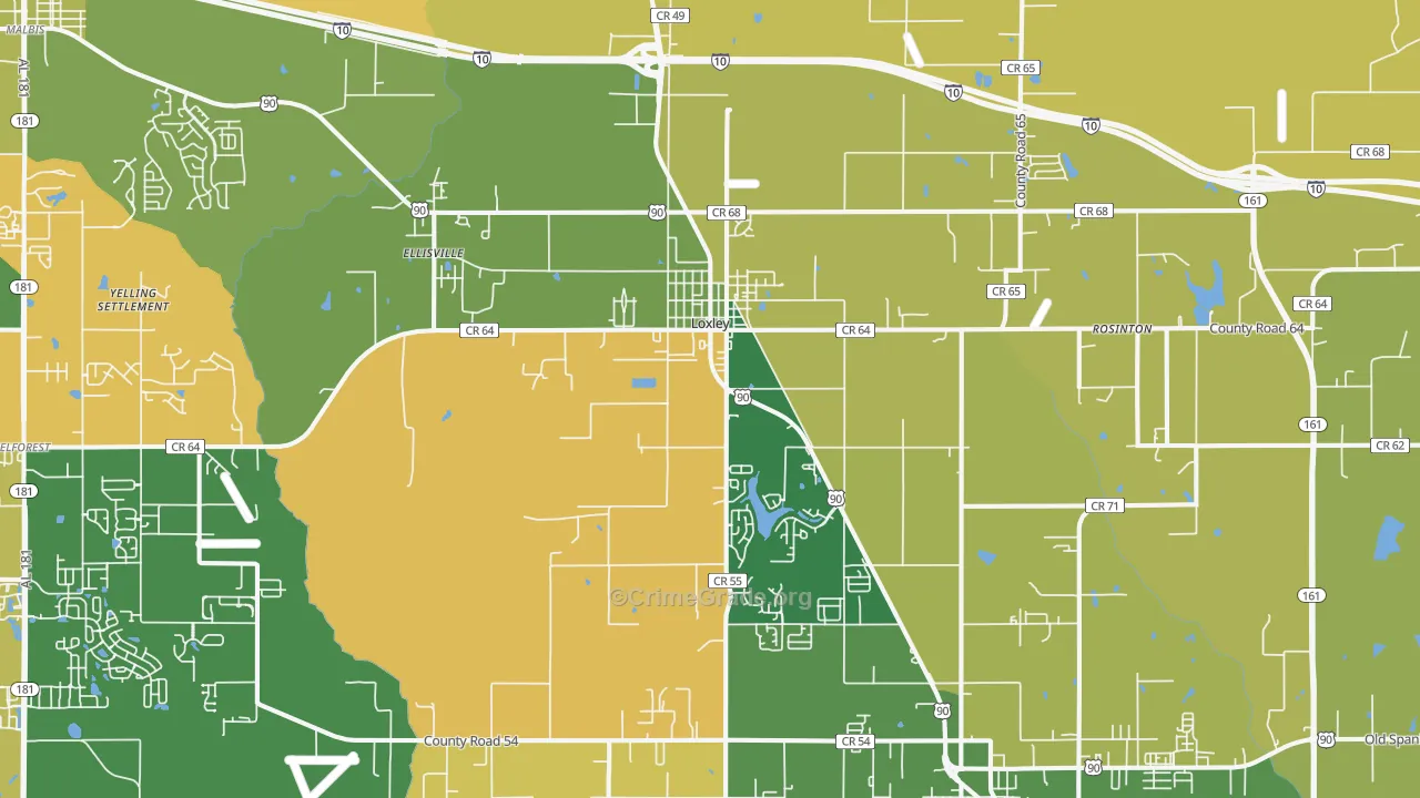 36551, AL Map of Theft Rates