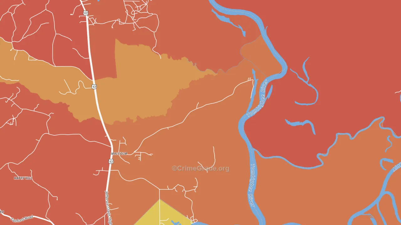 36556, AL Map of Theft Rates