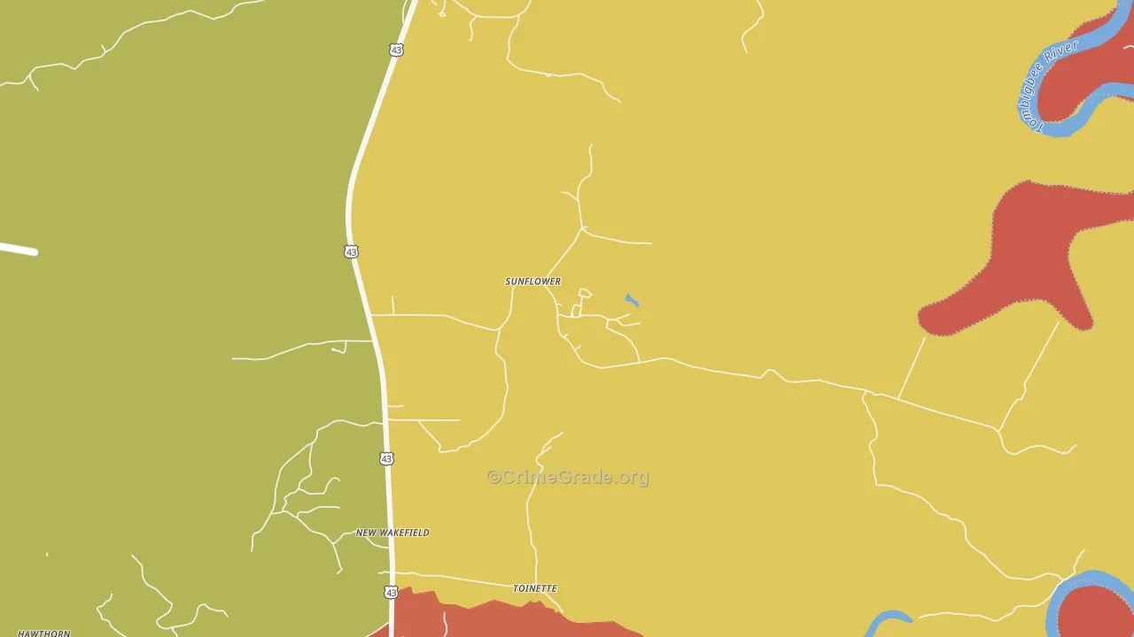 36581, AL Map of Theft Rates