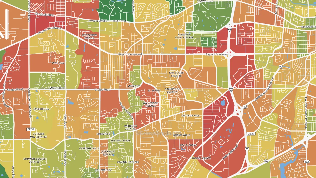 36609, AL Map of Theft Rates