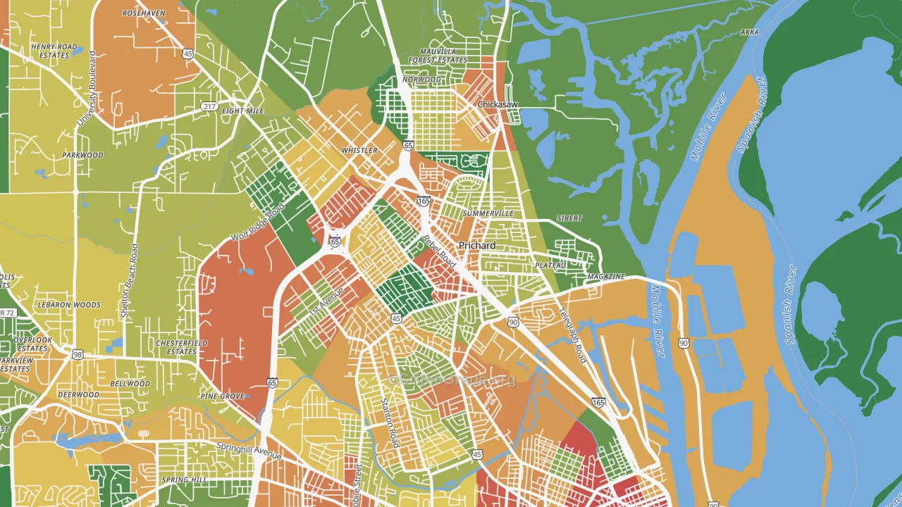 36610, AL Map of Theft Rates