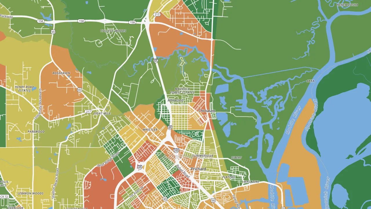 36611, AL Map of Theft Rates