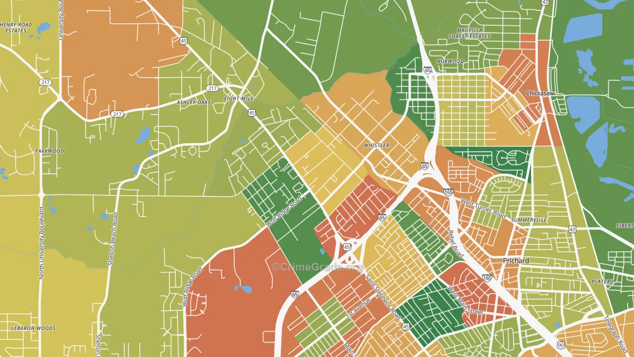 36612, AL Map of Theft Rates