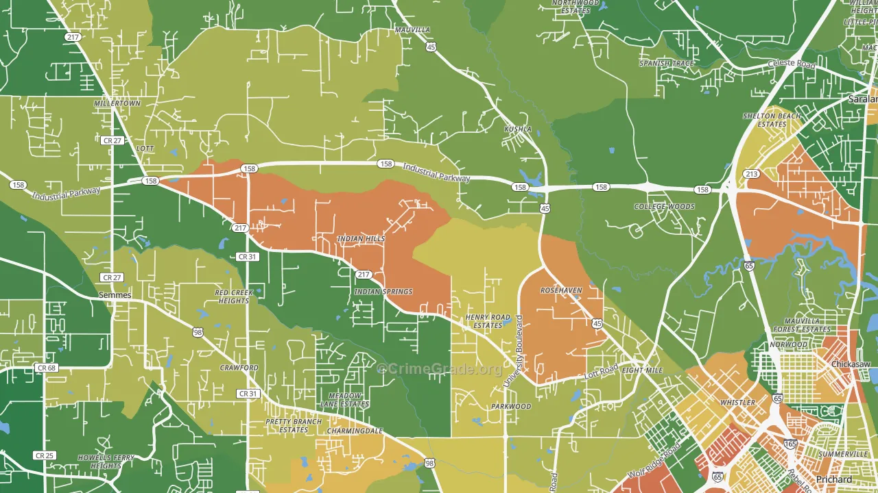36613, AL Map of Theft Rates